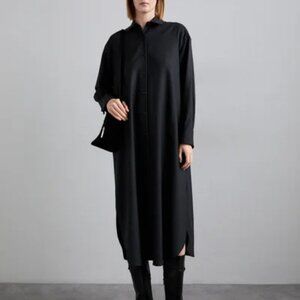 Theory Oversized Wool-Blend Maxi-Shirtdress in Charcoal Melange, Size S, NWT